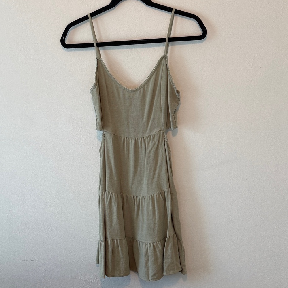 Altar'd State Olive Tiered Mini Dress